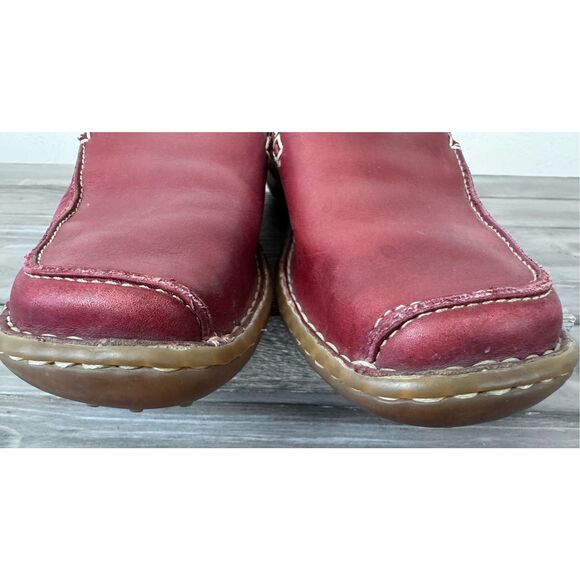 BORN Red Leather Slip On Mules Size 8 - Picture 6 of 10